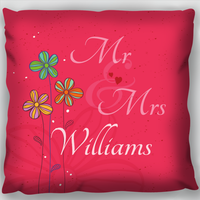Pink Mr and Mrs Cushion